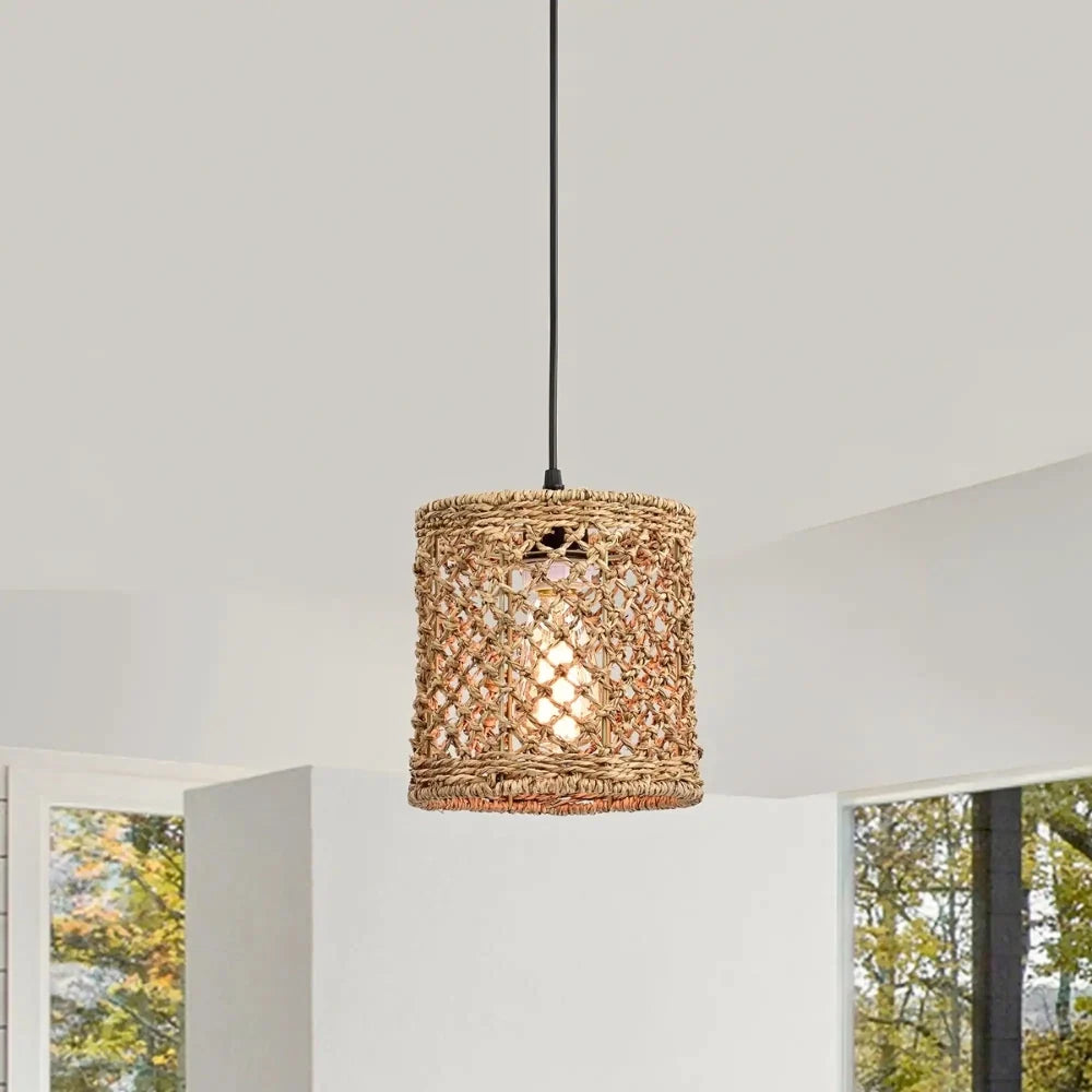 Shaun Small Basket Wicker Woven Pendant Light