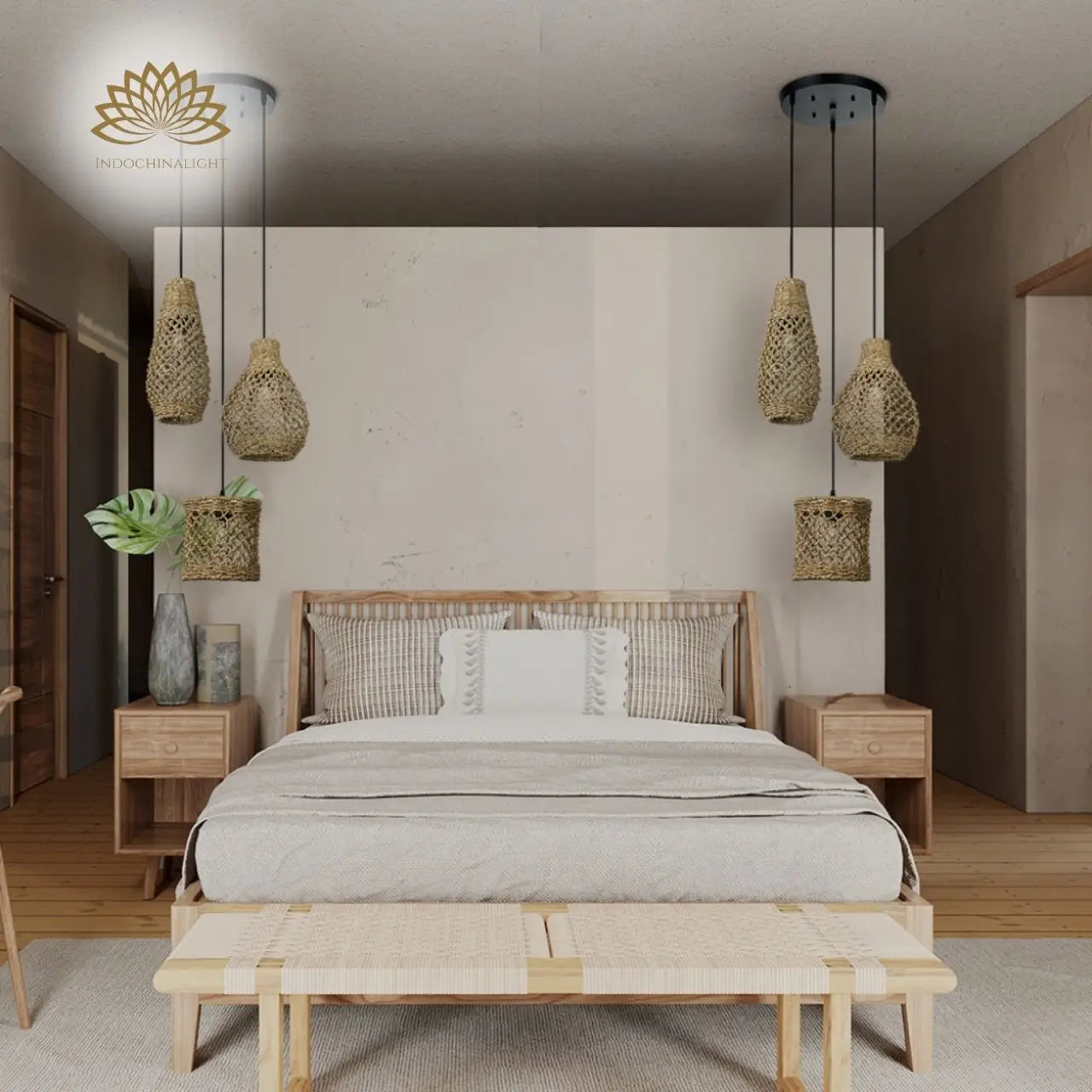 Shaun Small Basket Wicker Woven Pendant Light