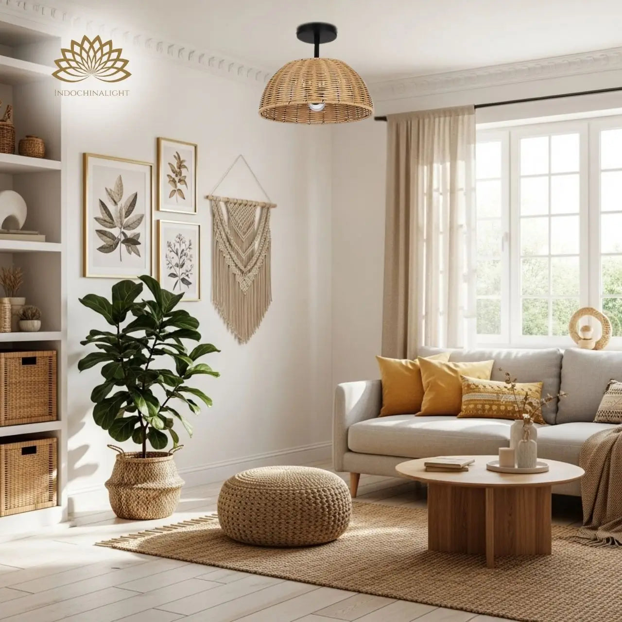 Sherley Boho Wicker Rattan Pendant Light