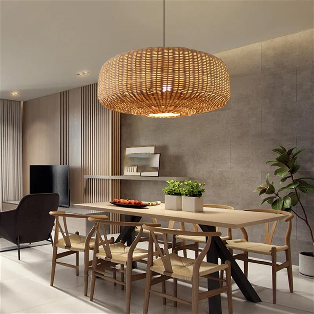 Sia Wicker Drum Pendant Light
