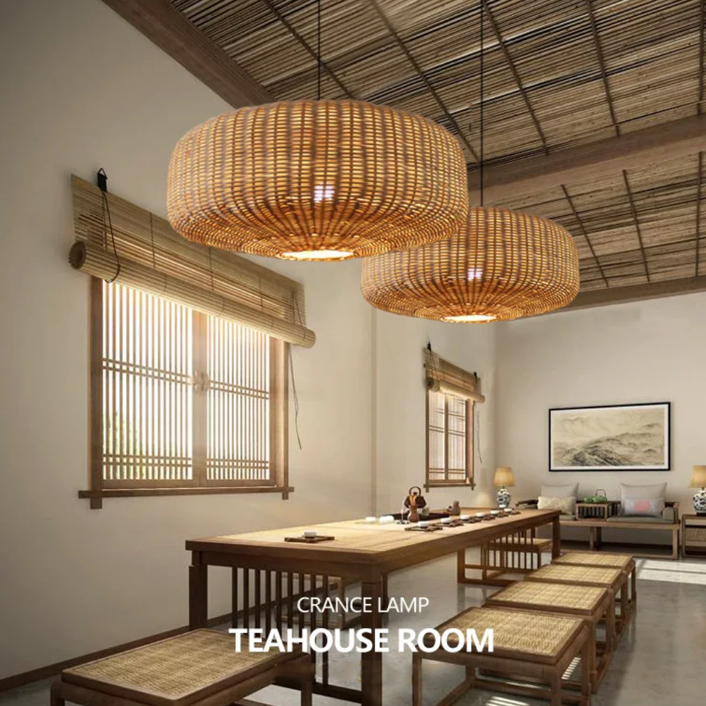 Sia Wicker Drum Pendant Light