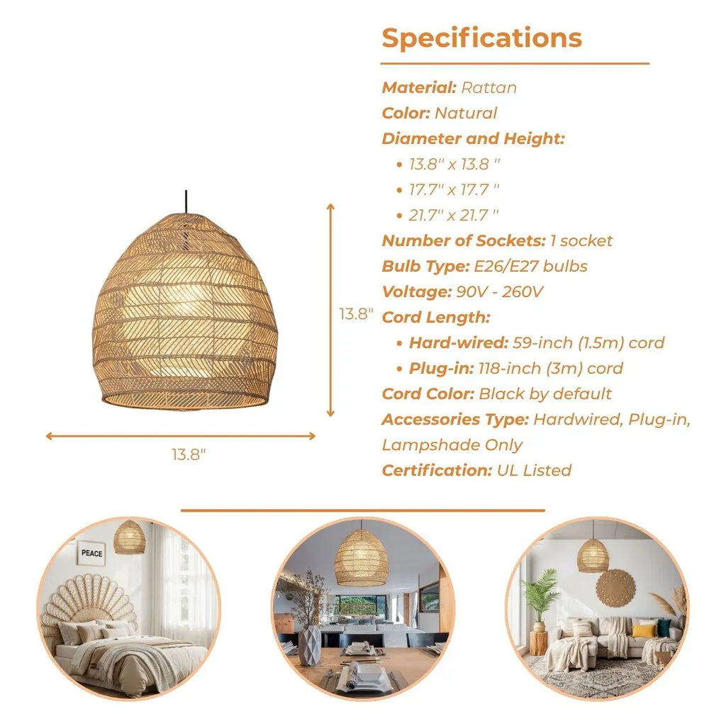 Sivaji Rattan Basket Pendant Light