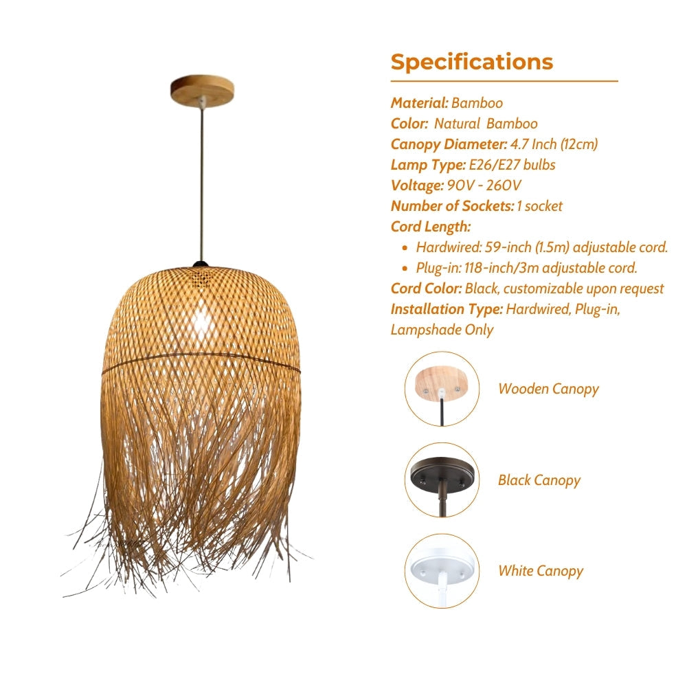 Tassel Bamboo Pendant Light Shade