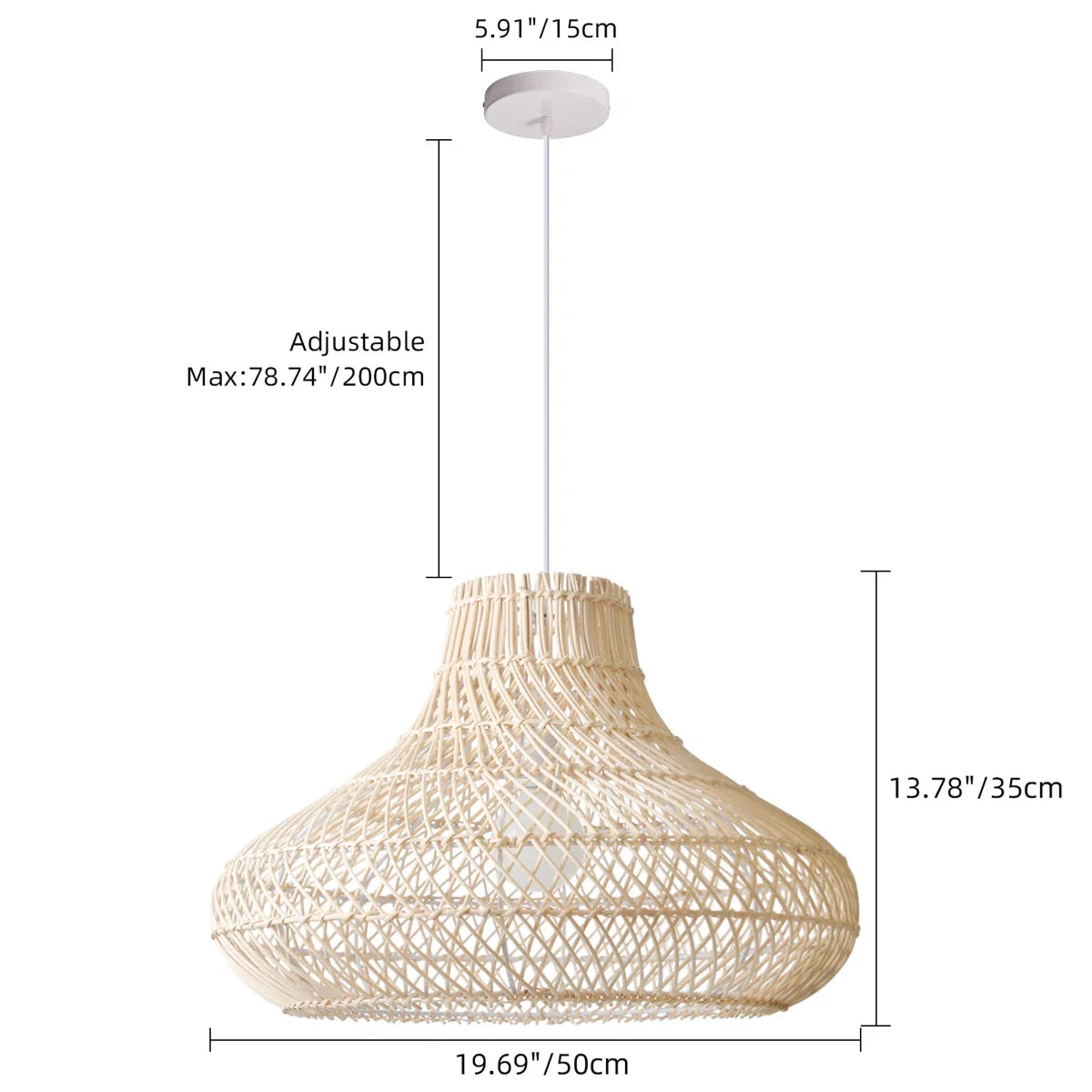 Dakota Natural Rattan Dome Pendant Light
