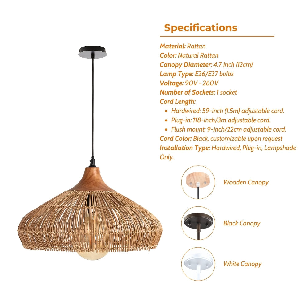 Havenly Rattan Woven Dome Pendant Light