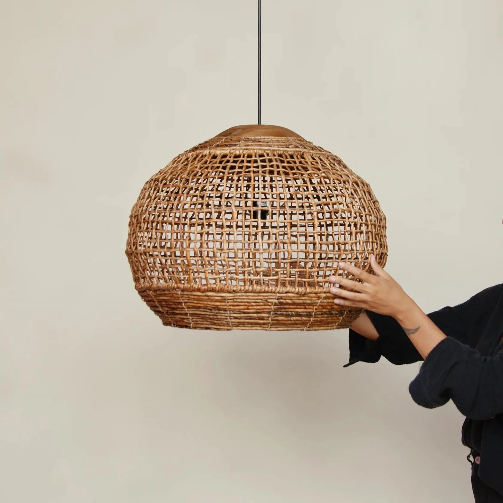 Rustic Globe Woven Pendant Light