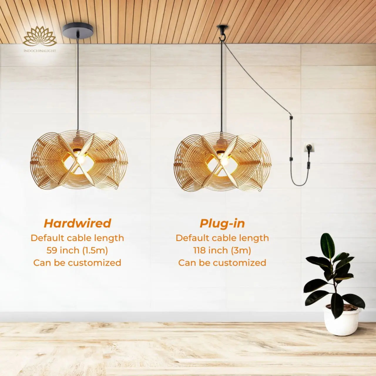 Spiral Rattan Pendant Light