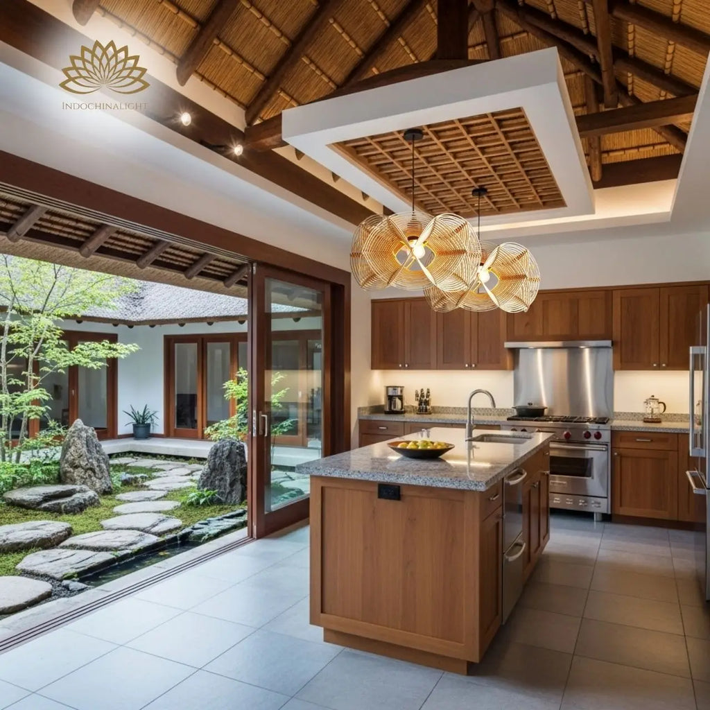 Spiral Rattan Pendant Light
