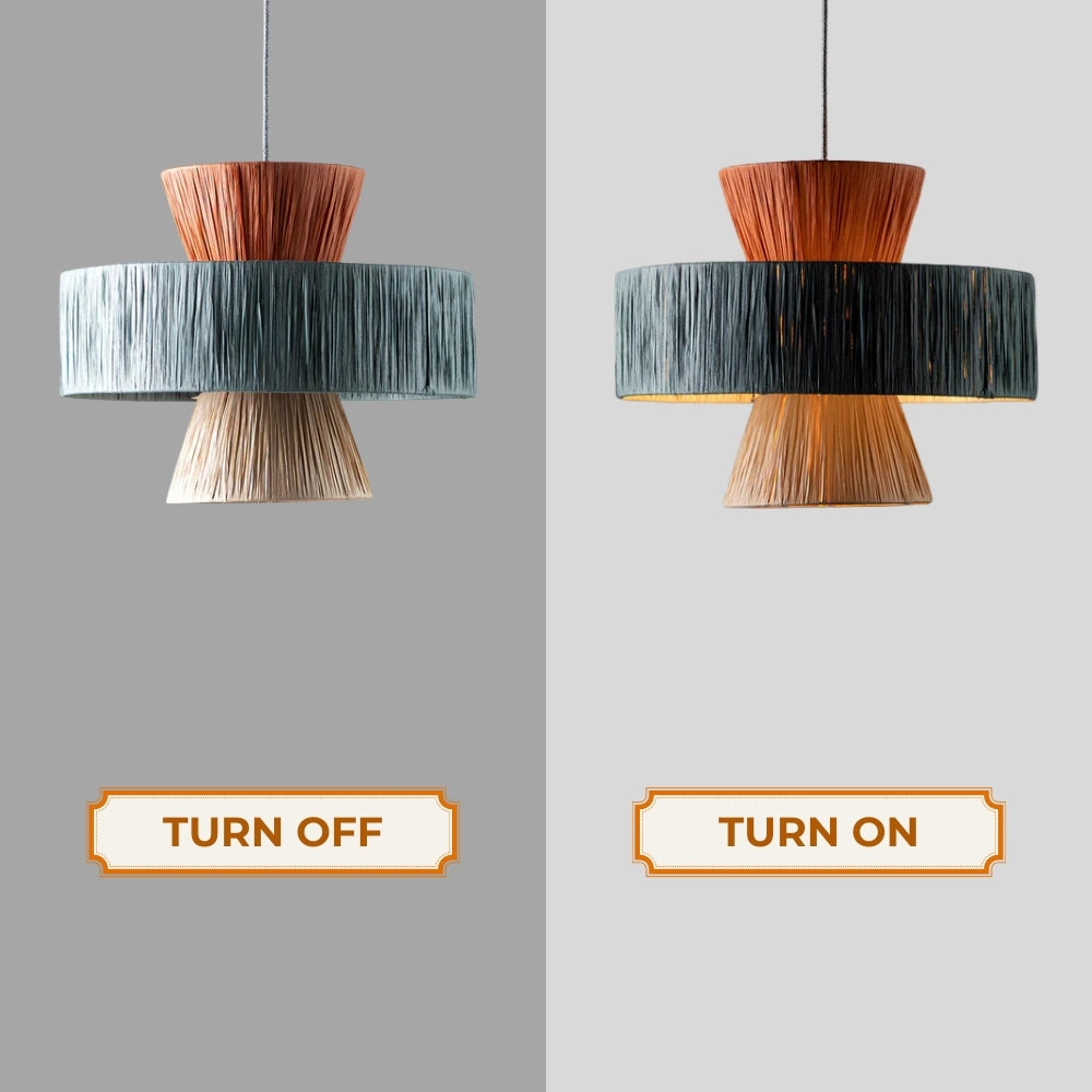 Set 3 Raffia Wabi Sabi Paper Pendant Light