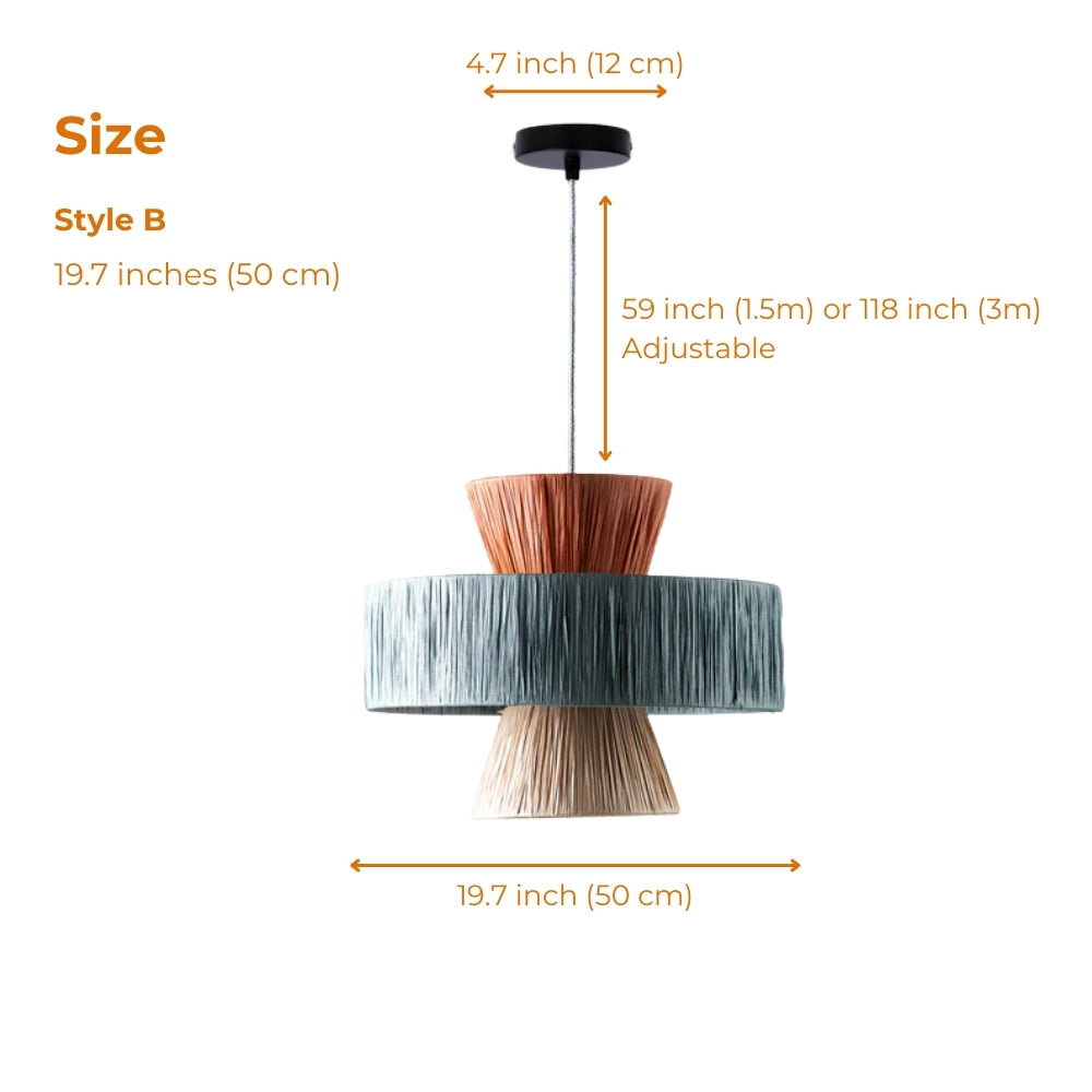 Set 3 Raffia Wabi Sabi Paper Pendant Light