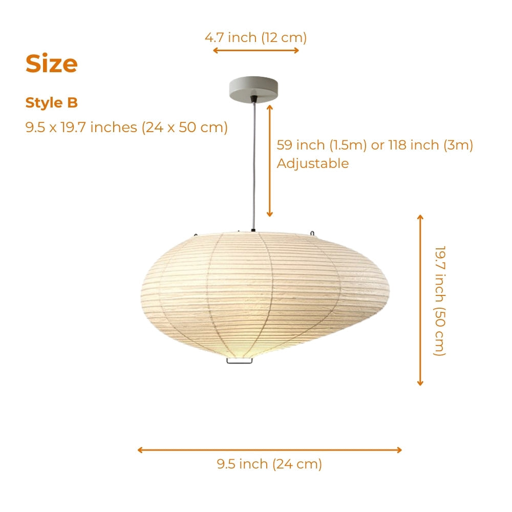 Isamu Noguchi Wabi Sabi Paper Pendant Light