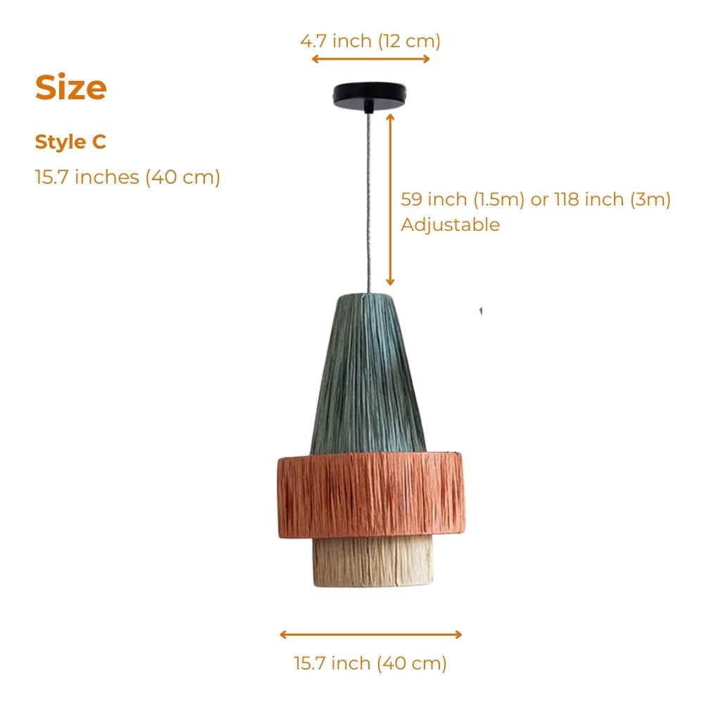 Set 3 Raffia Wabi Sabi Paper Pendant Light