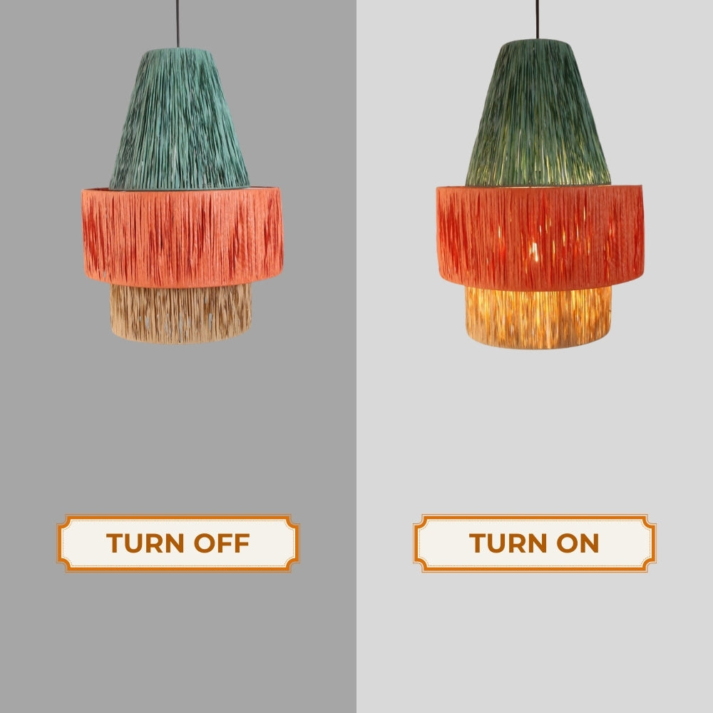 Set 3 Raffia Wabi Sabi Paper Pendant Light