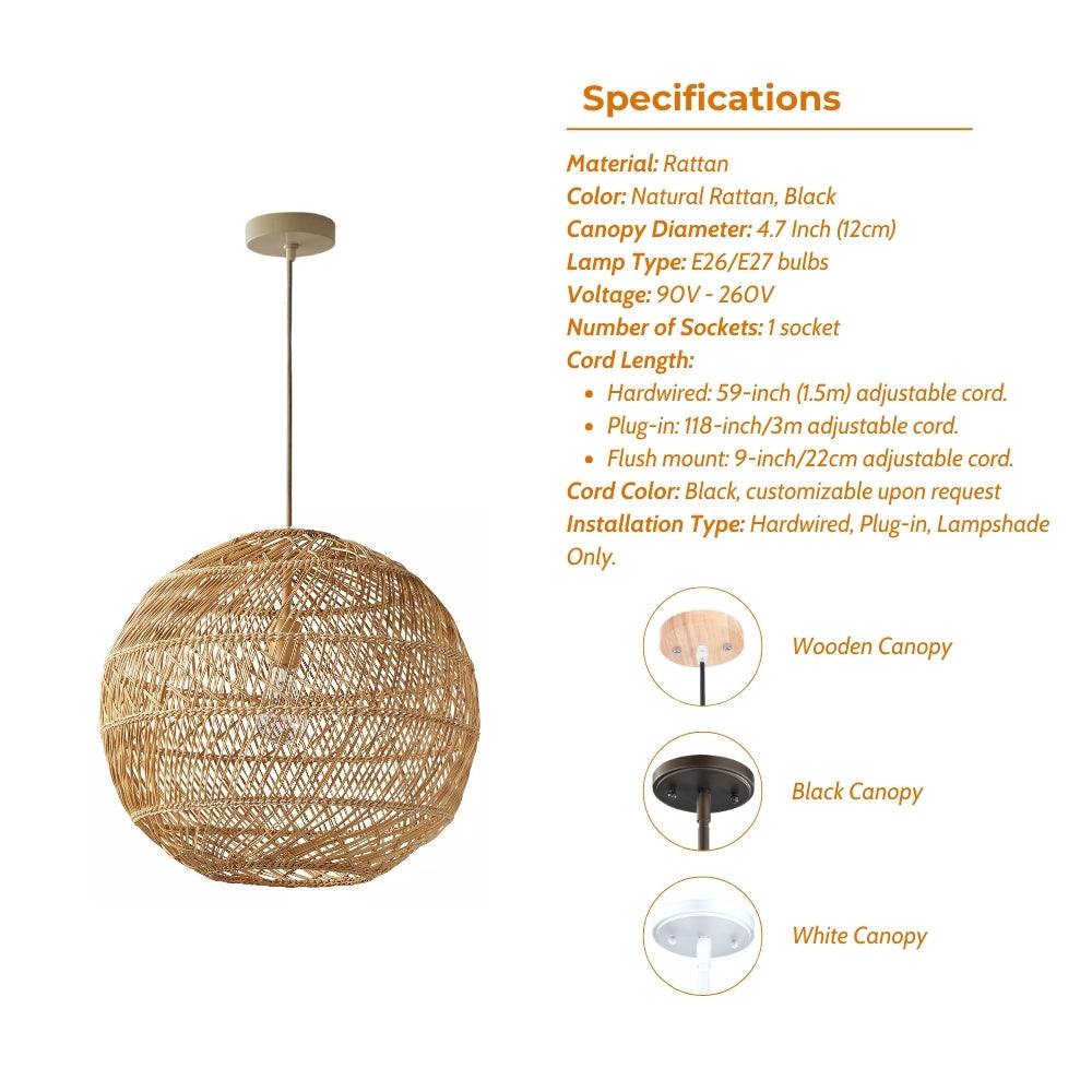 Summerland Round Rattan Pendant Light