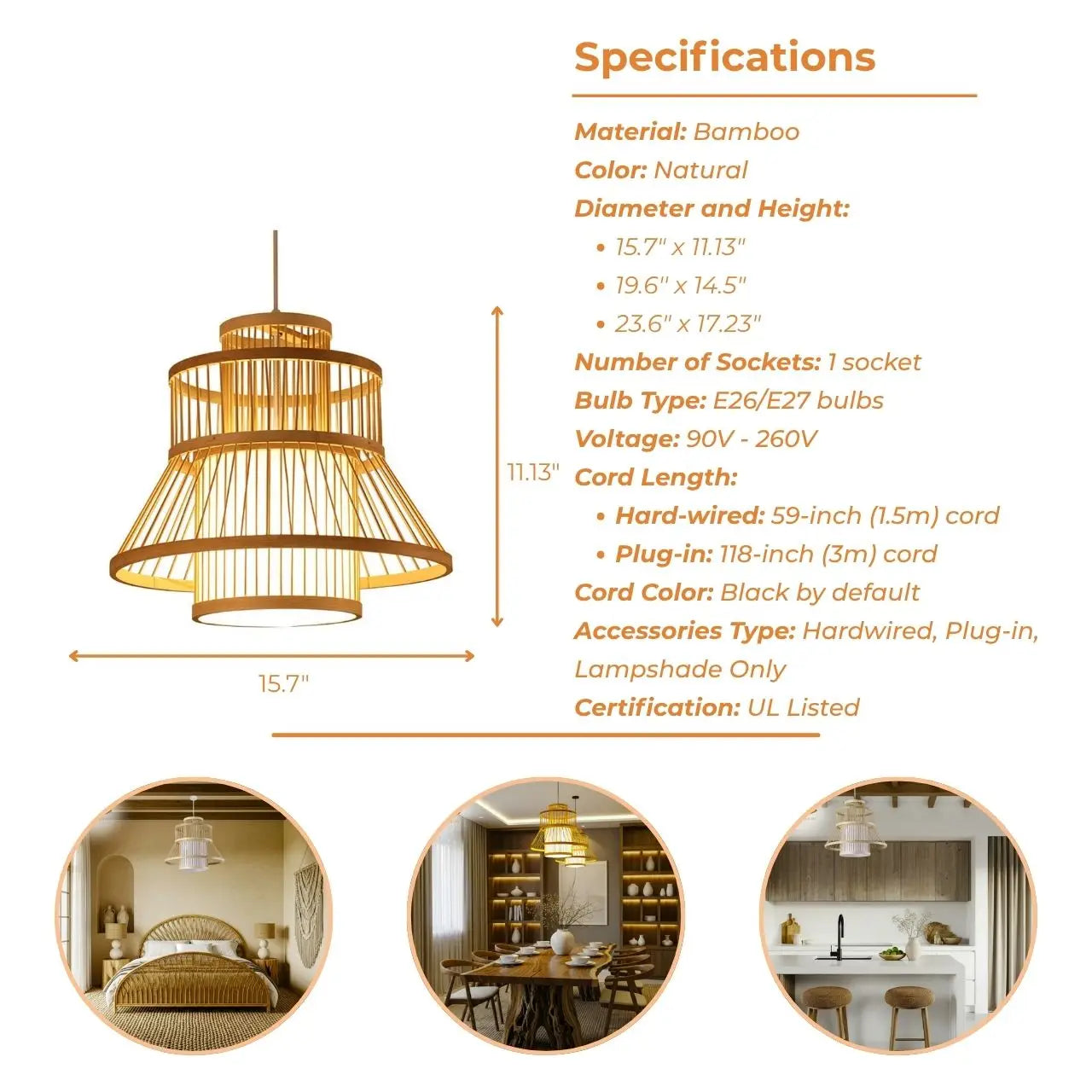 Tatami Bamboo Pendant Light