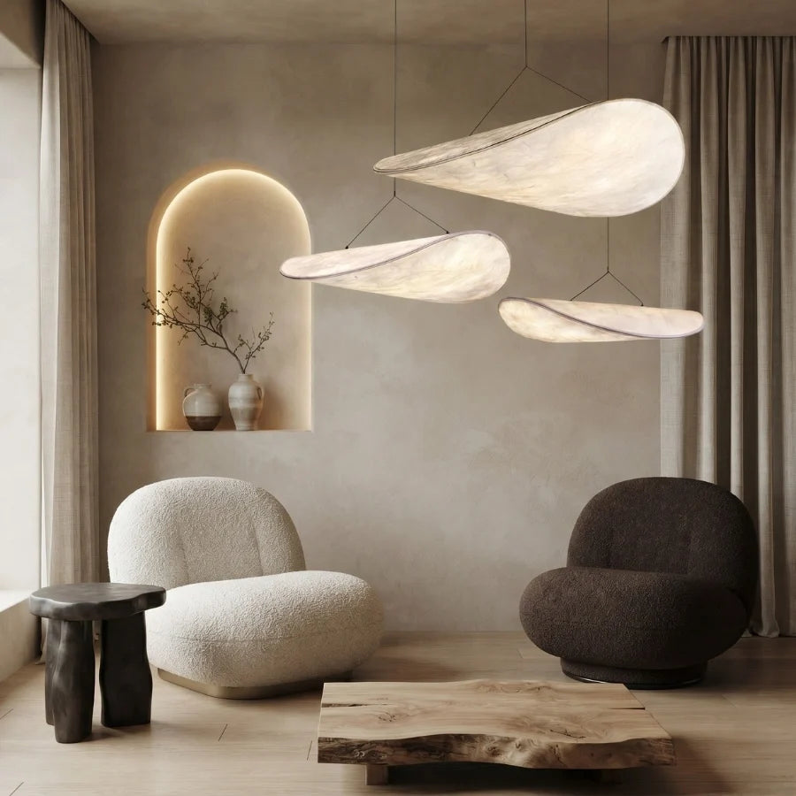Tense Cloud Japanese Wabi Sabi Silk Pendant Light