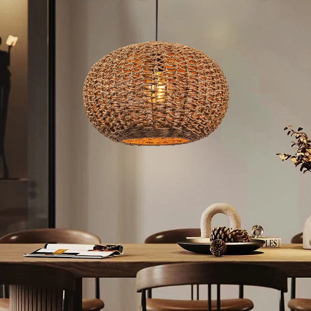 Teru Ji Kaikang Wabi Sabi Wicker Pendant Light