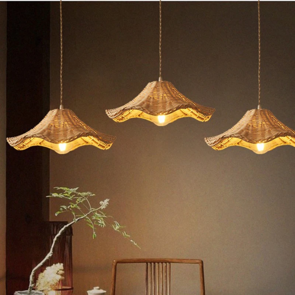 Ariel Rattan Wave Pendant Light