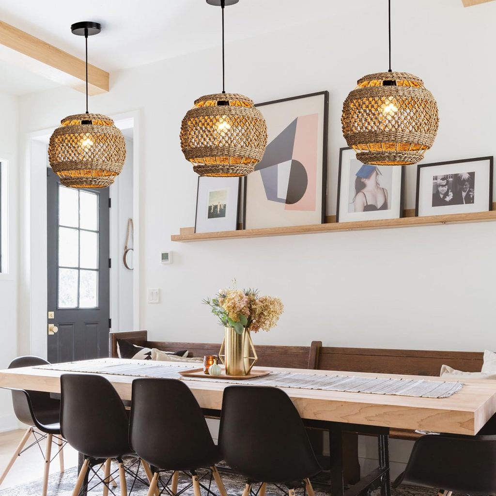 Lislibe Elegant Round Wicker Pendant Light