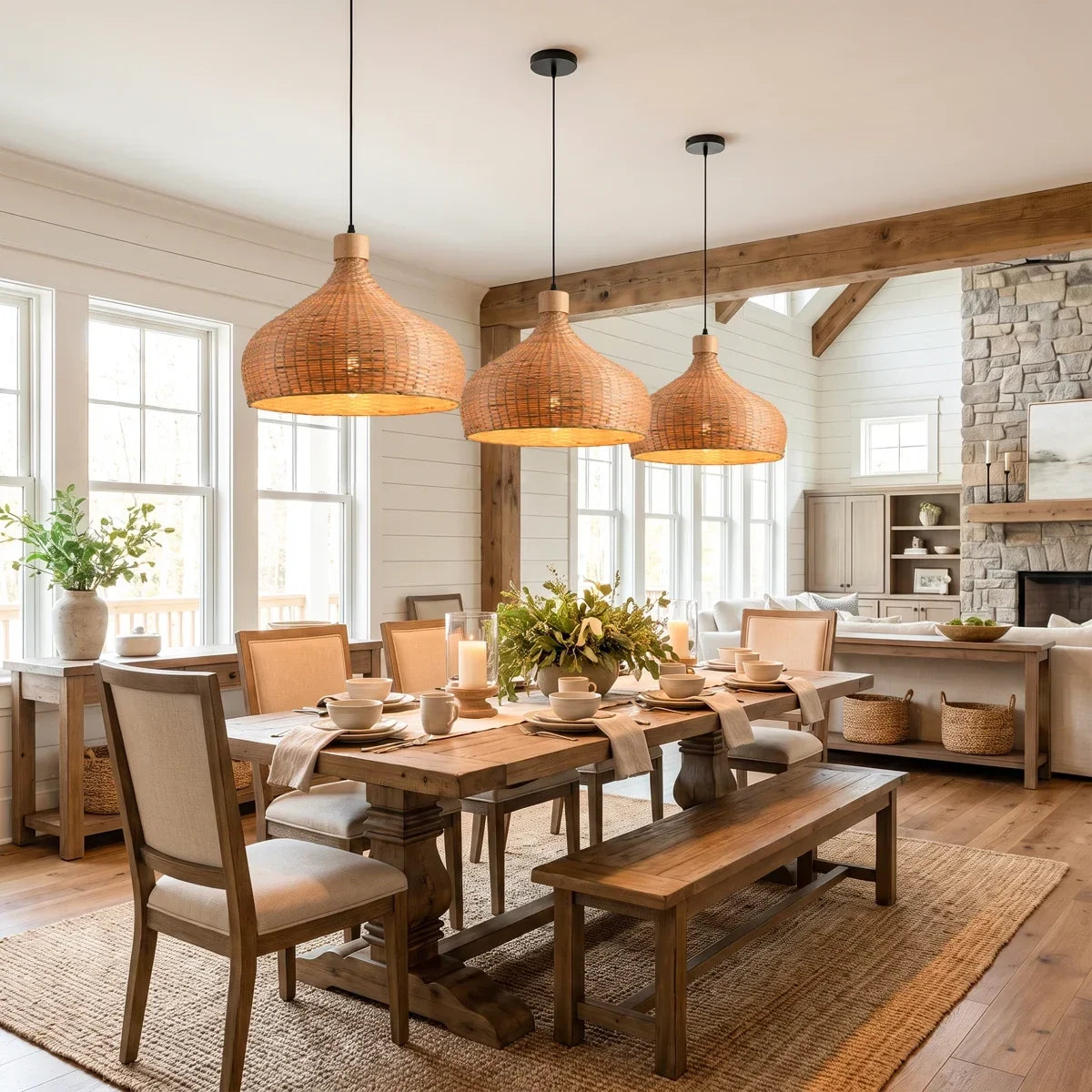Rasa Bamboo Wicker Dome Pendant Light