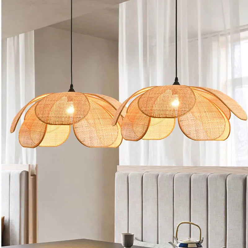 Cefalu Extra Large Rattan Petal Pendant Light