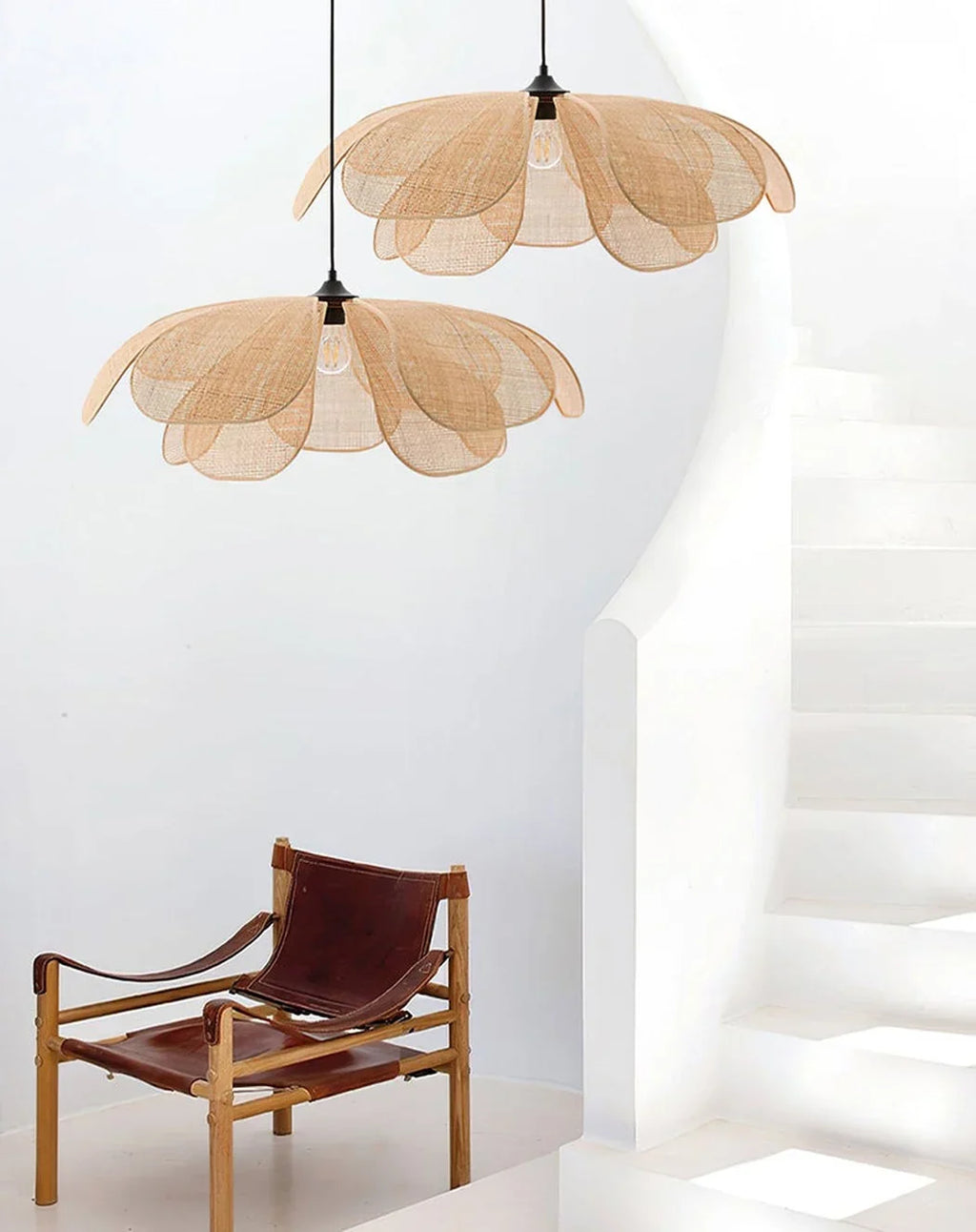 Cefalu Extra Large Rattan Petal Pendant Light