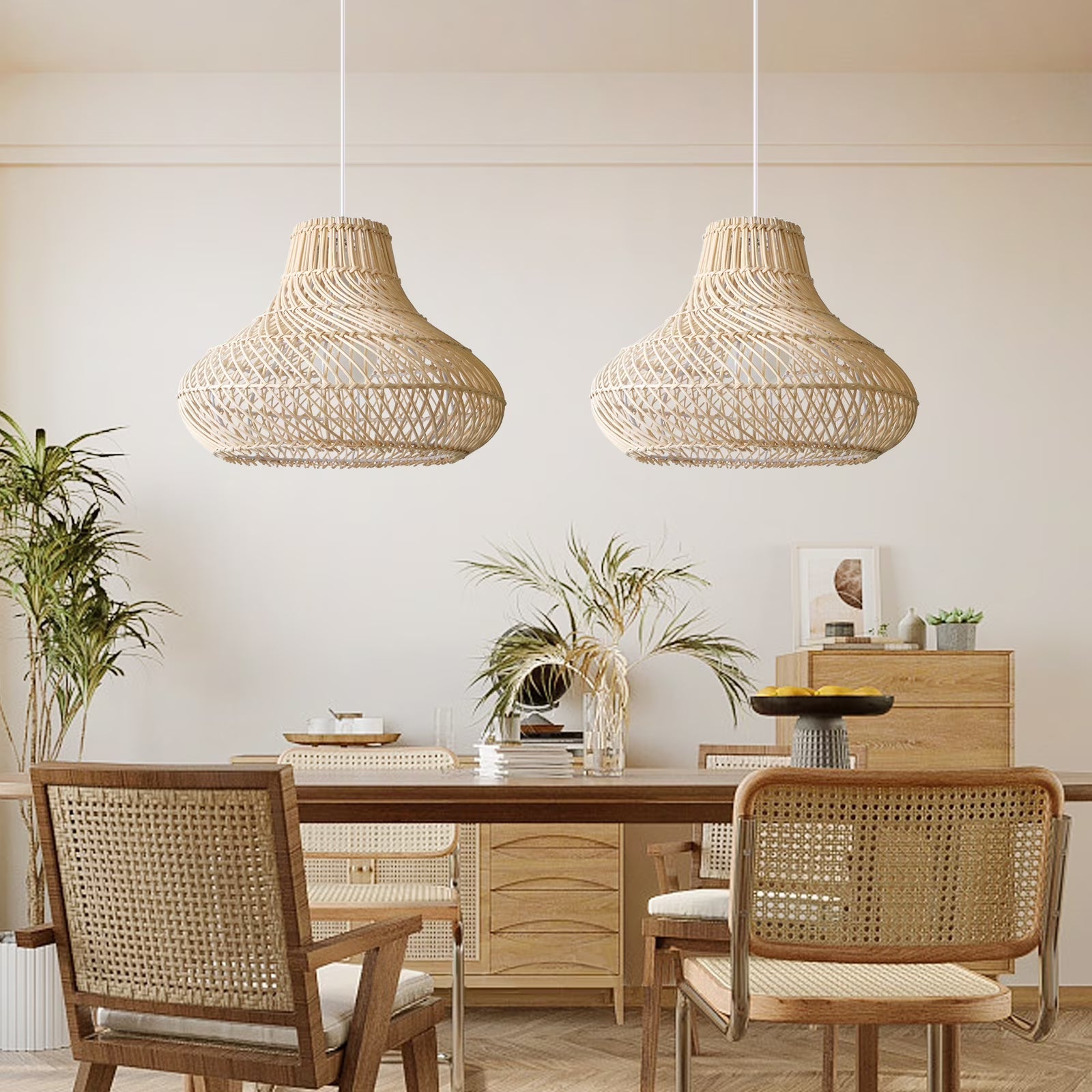 Dakota Natural Rattan Dome Pendant Light