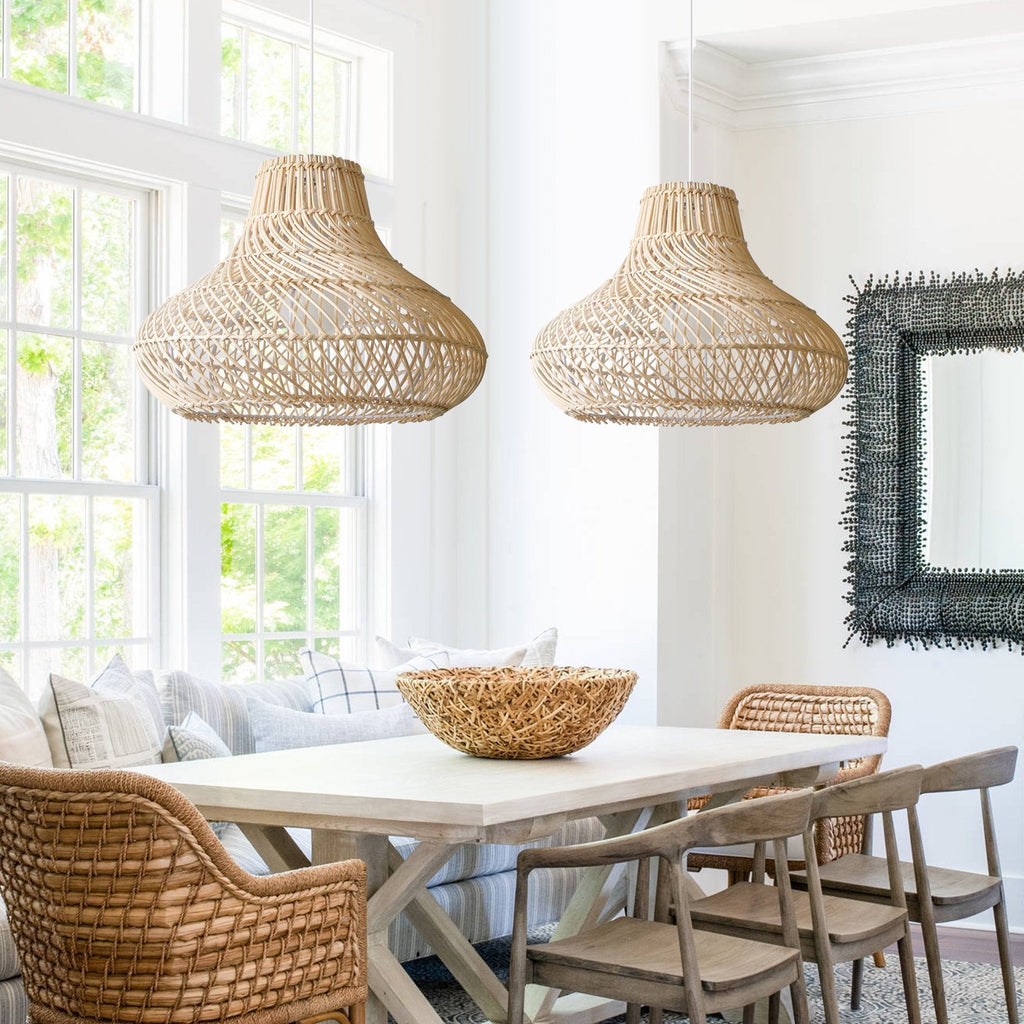 Dakota Natural Rattan Dome Pendant Light