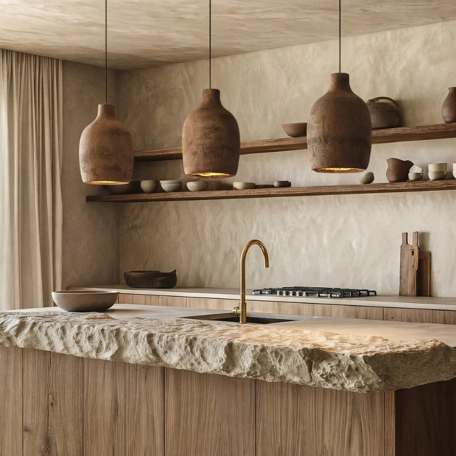 Vase Ceramic Resin Wabi Sabi Pendant Light