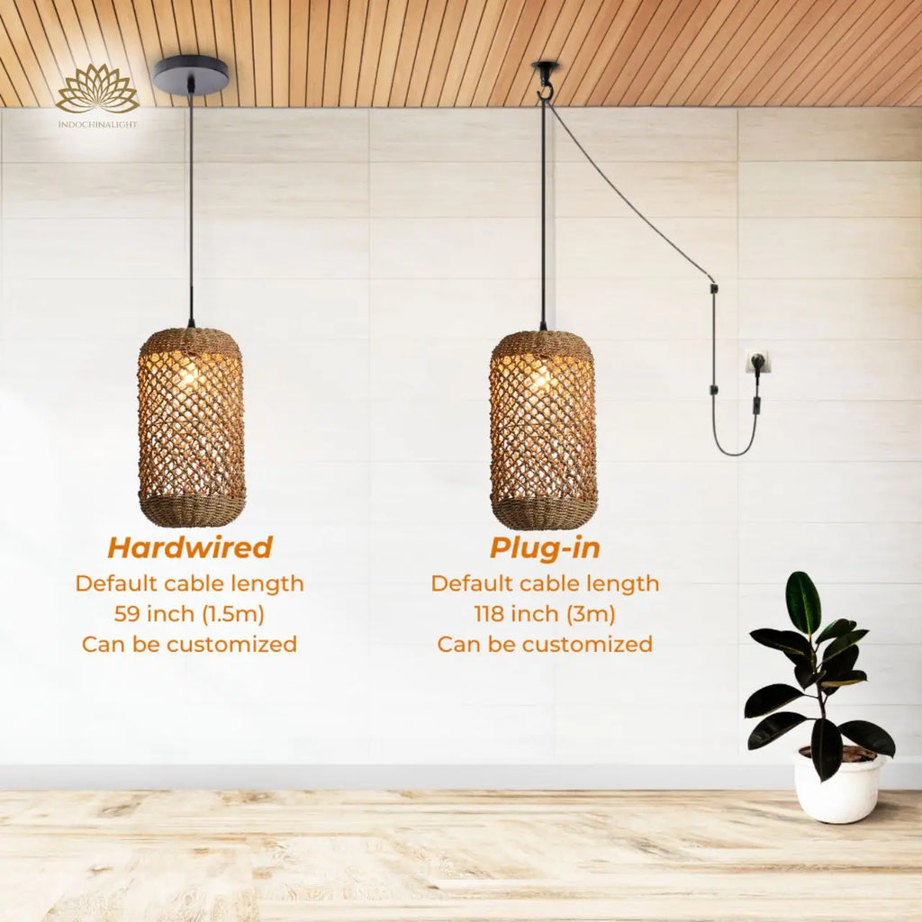 Meredith Basket Wicker Woven Pendant Light