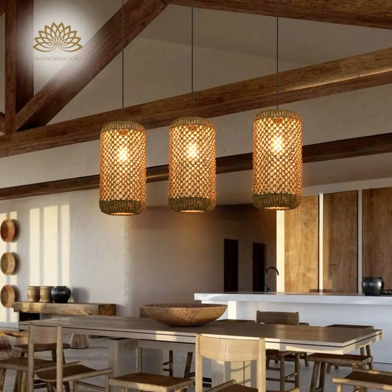 Meredith Basket Wicker Woven Pendant Light