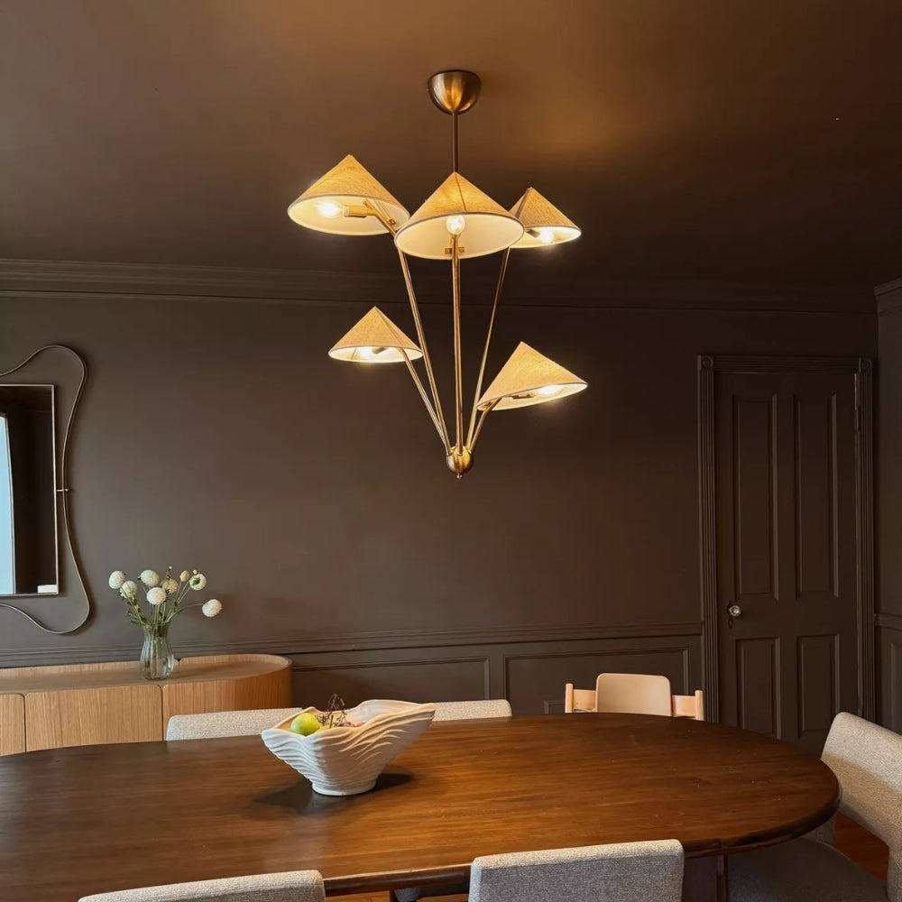 5 Arm Wabi Sabi Cone Fabric Ceiling Light