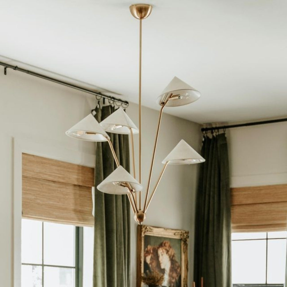 5 Arm Wabi Sabi Cone Fabric Ceiling Light