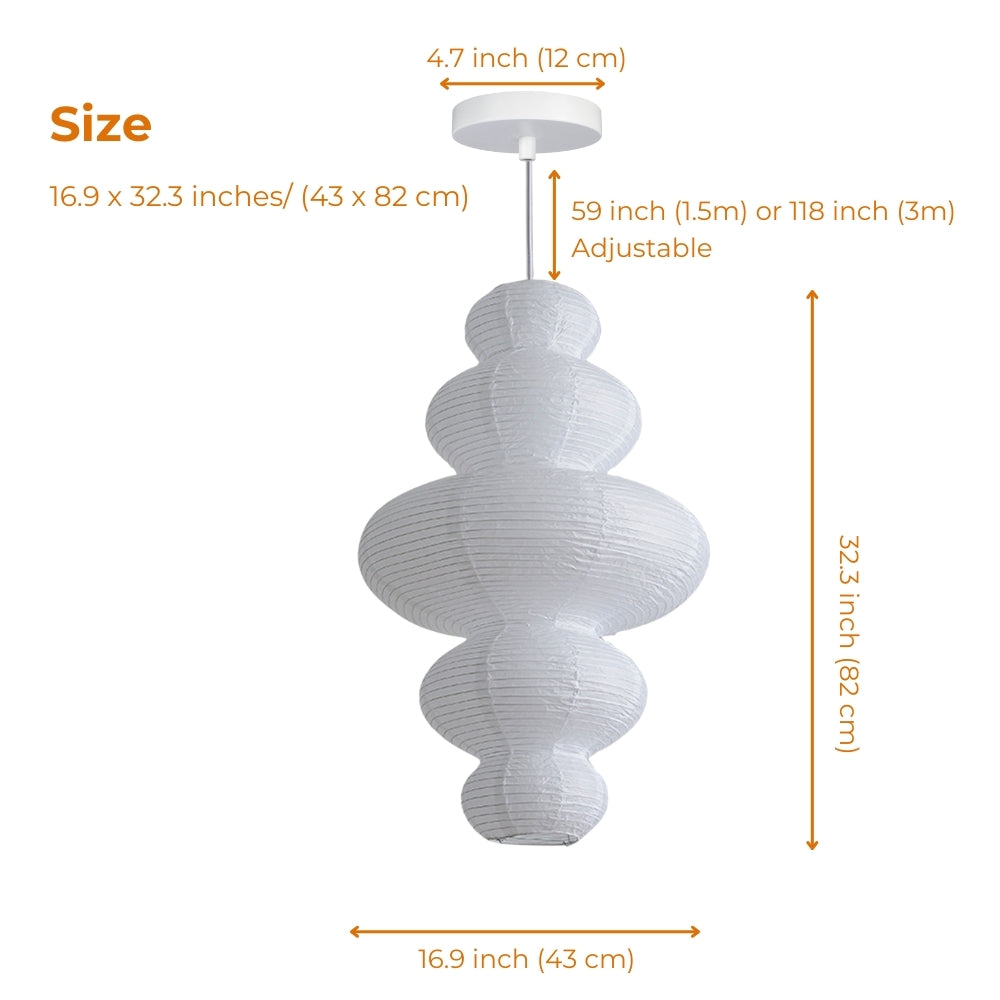 Akari Juni Japanese Wabi Sabi Paper Pendant Light