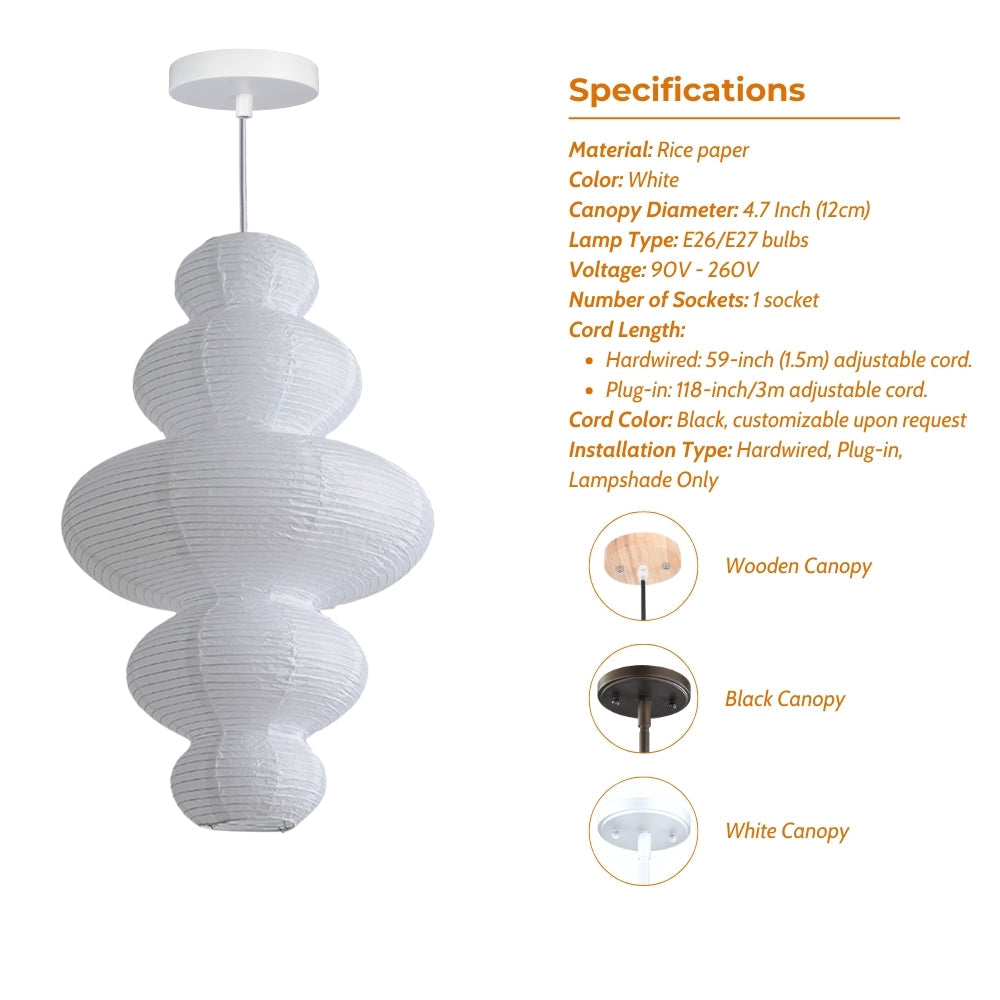 Akari Juni Japanese Wabi Sabi Paper Pendant Light