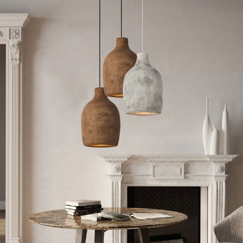 Vase Ceramic Resin Wabi Sabi Pendant Light