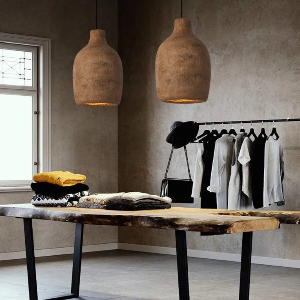 Vase Ceramic Resin Wabi Sabi Pendant Light