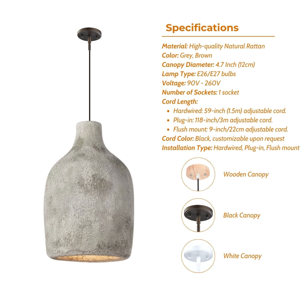Vase Ceramic Resin Wabi Sabi Pendant Light