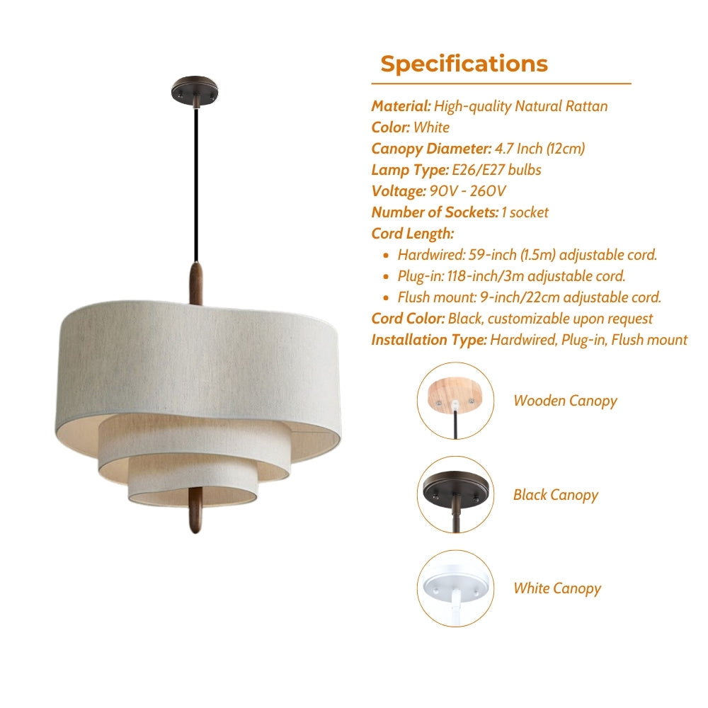 Pebble Wabi Sabi Fabric Pendant Light