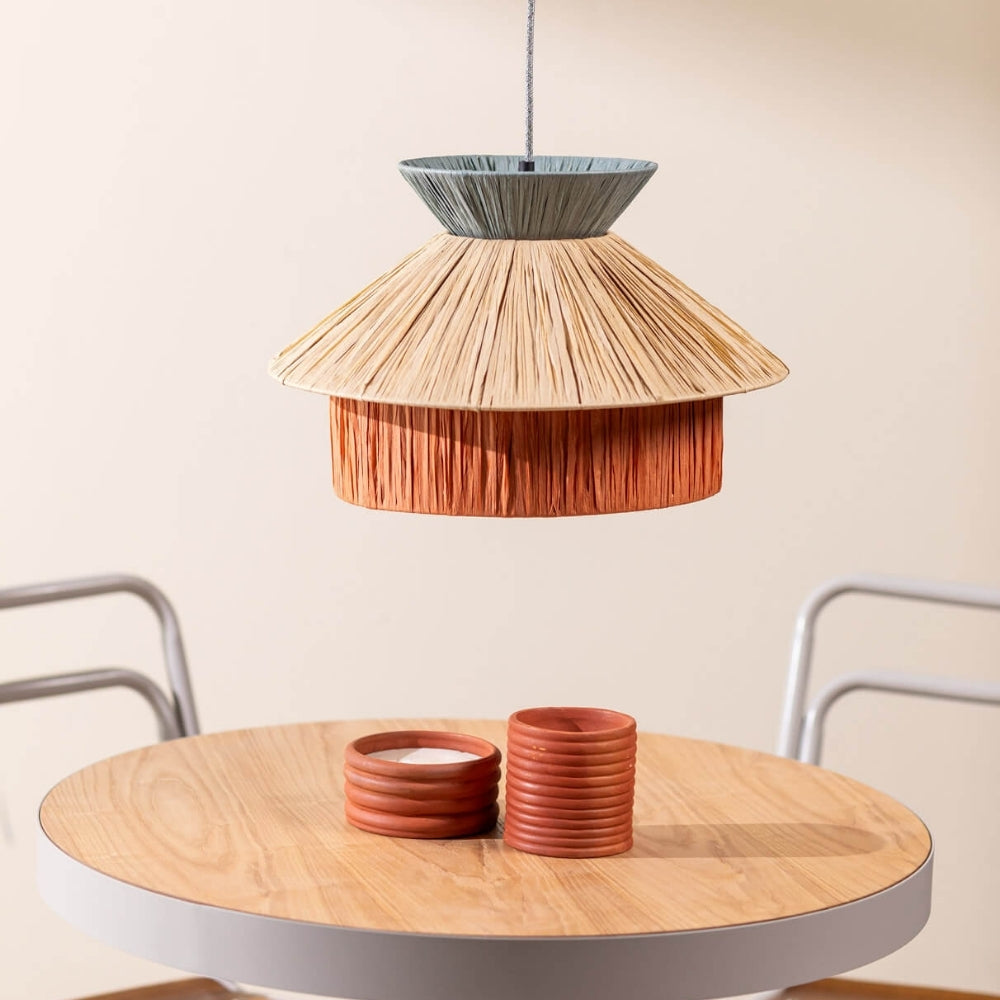 Set 3 Raffia Wabi Sabi Paper Pendant Light