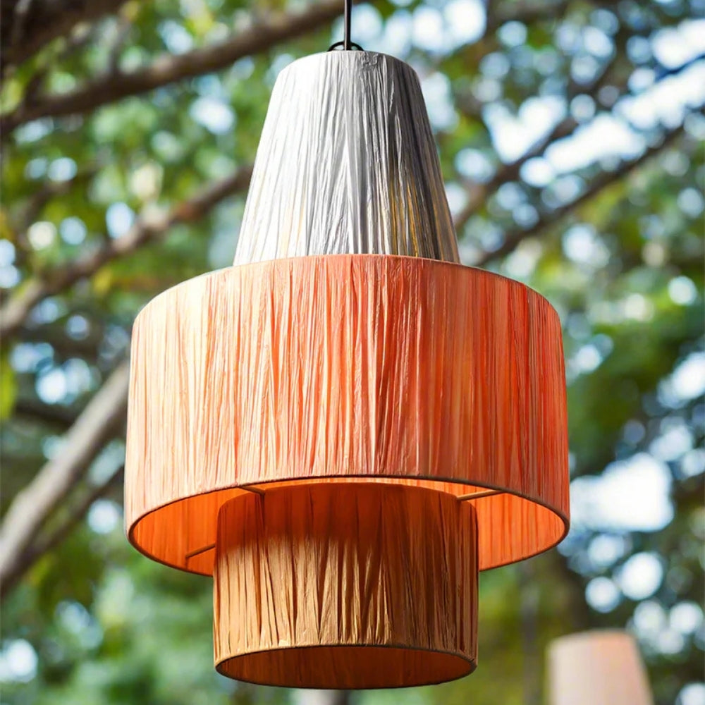 Set 3 Raffia Wabi Sabi Paper Pendant Light