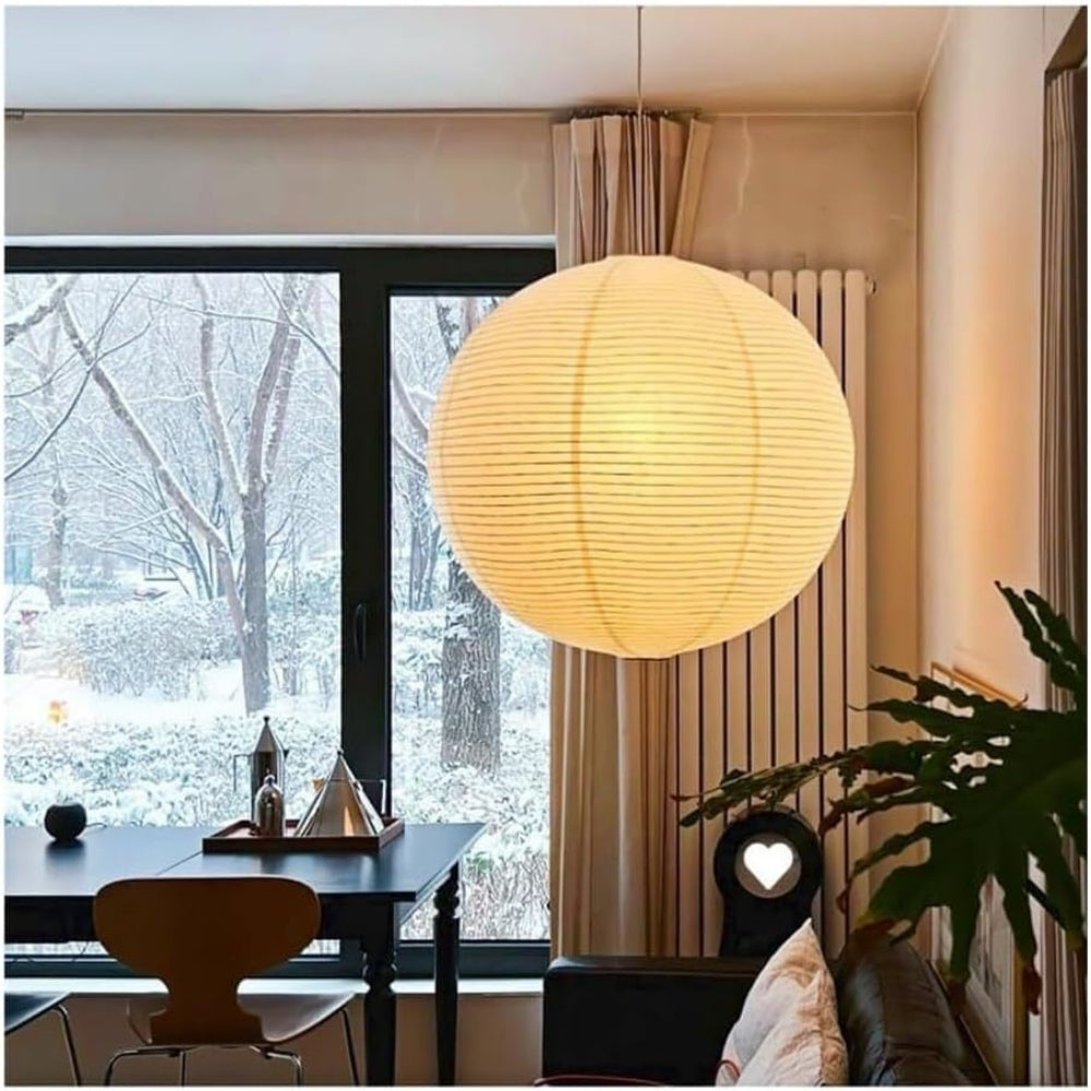 Japanese Wabi Sabi Rice Paper Ball Pendant Light