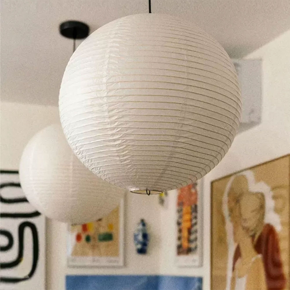Japanese Wabi Sabi Rice Paper Ball Pendant Light