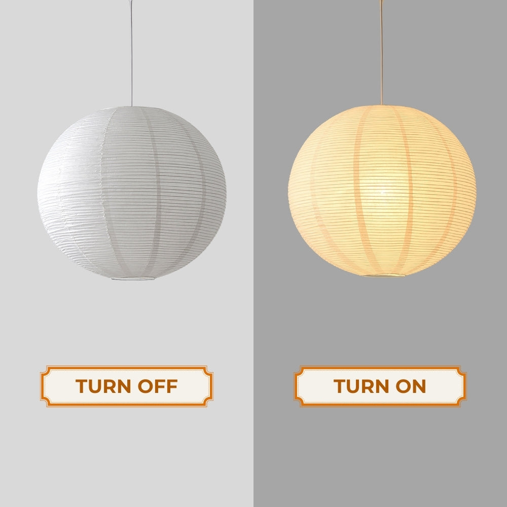 Japanese Wabi Sabi Rice Paper Ball Pendant Light