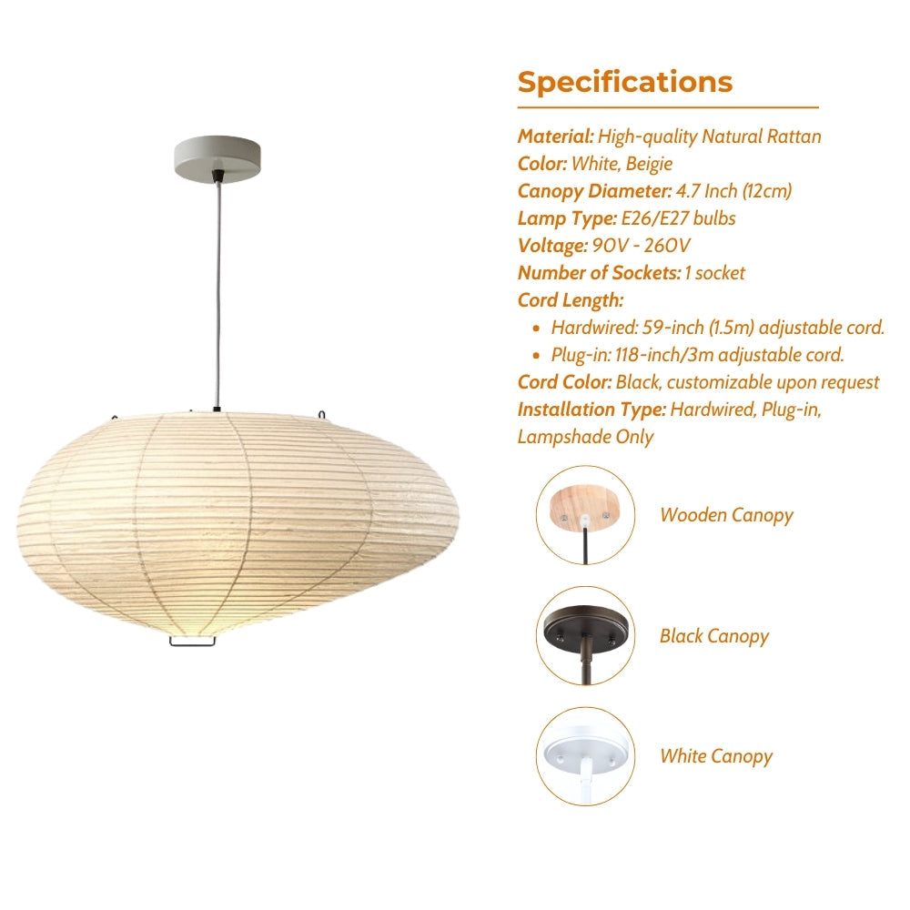 Isamu Noguchi Wabi Sabi Paper Pendant Light