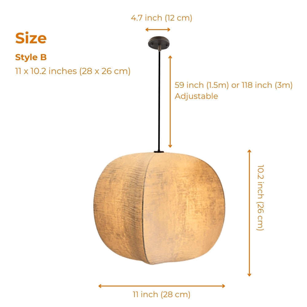 Set 3 Japanese Wabi Sabi Silk Lantern Pendant Light