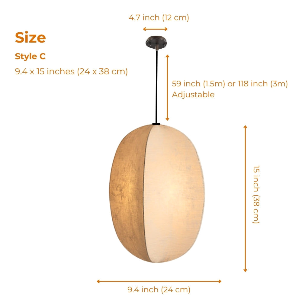 Set 3 Japanese Wabi Sabi Silk Lantern Pendant Light