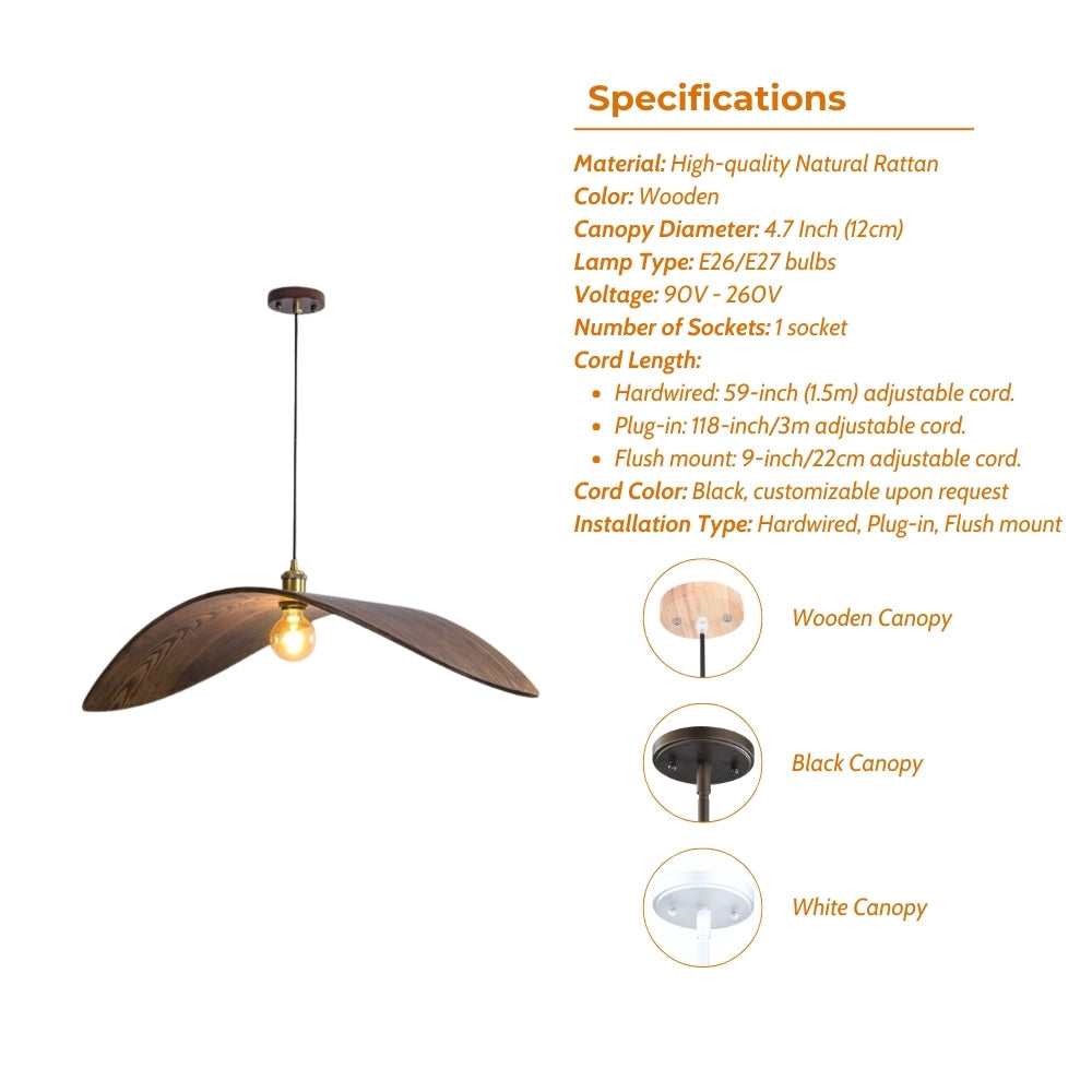 Flying Bird Wabi Sabi Wood Pendant Light