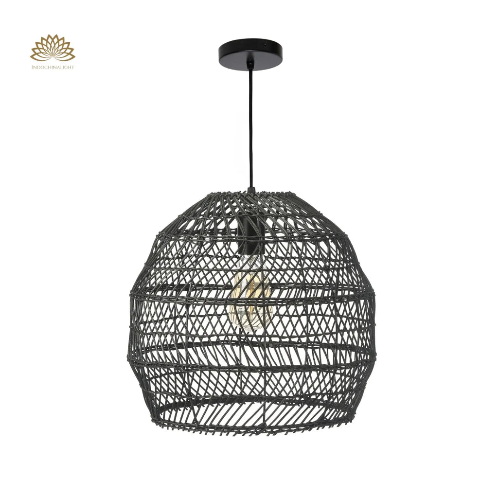 WalmHomie Black Wicker Rattan Pendant Light