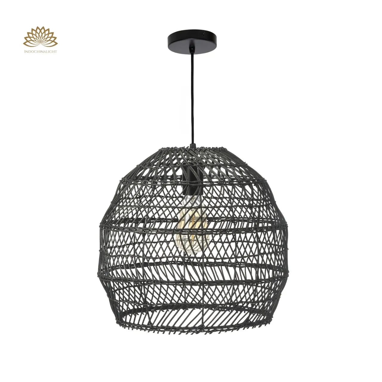 WalmHomie Black Wicker Rattan Pendant Light